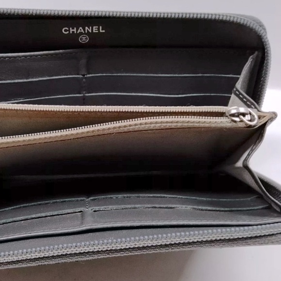 [Chanel] Luxury Long Wallet Caviar Skin Grained Calf Black w/ Silver Hardware - Picture 6 of 14
